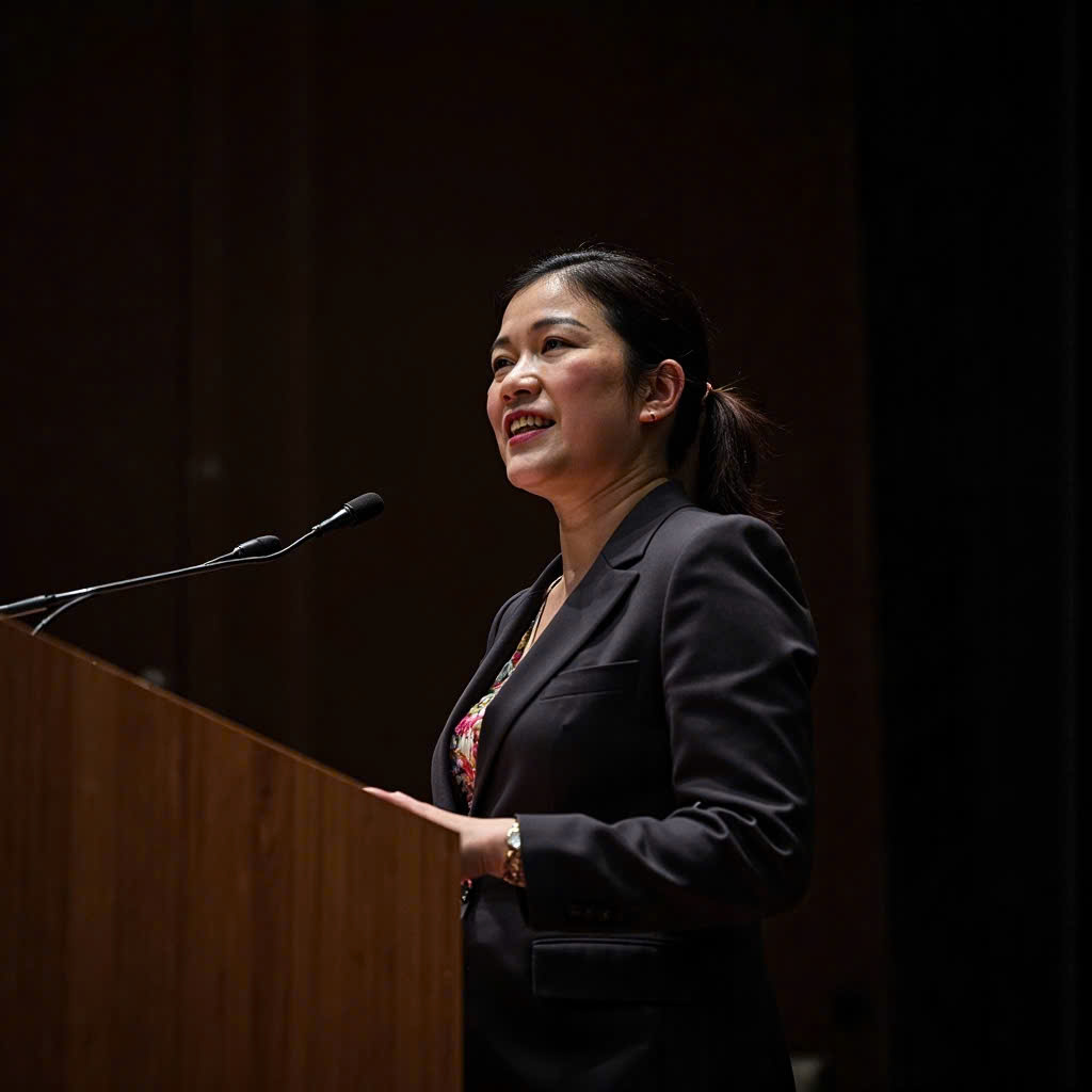 Davina Phan speaking at corporate event